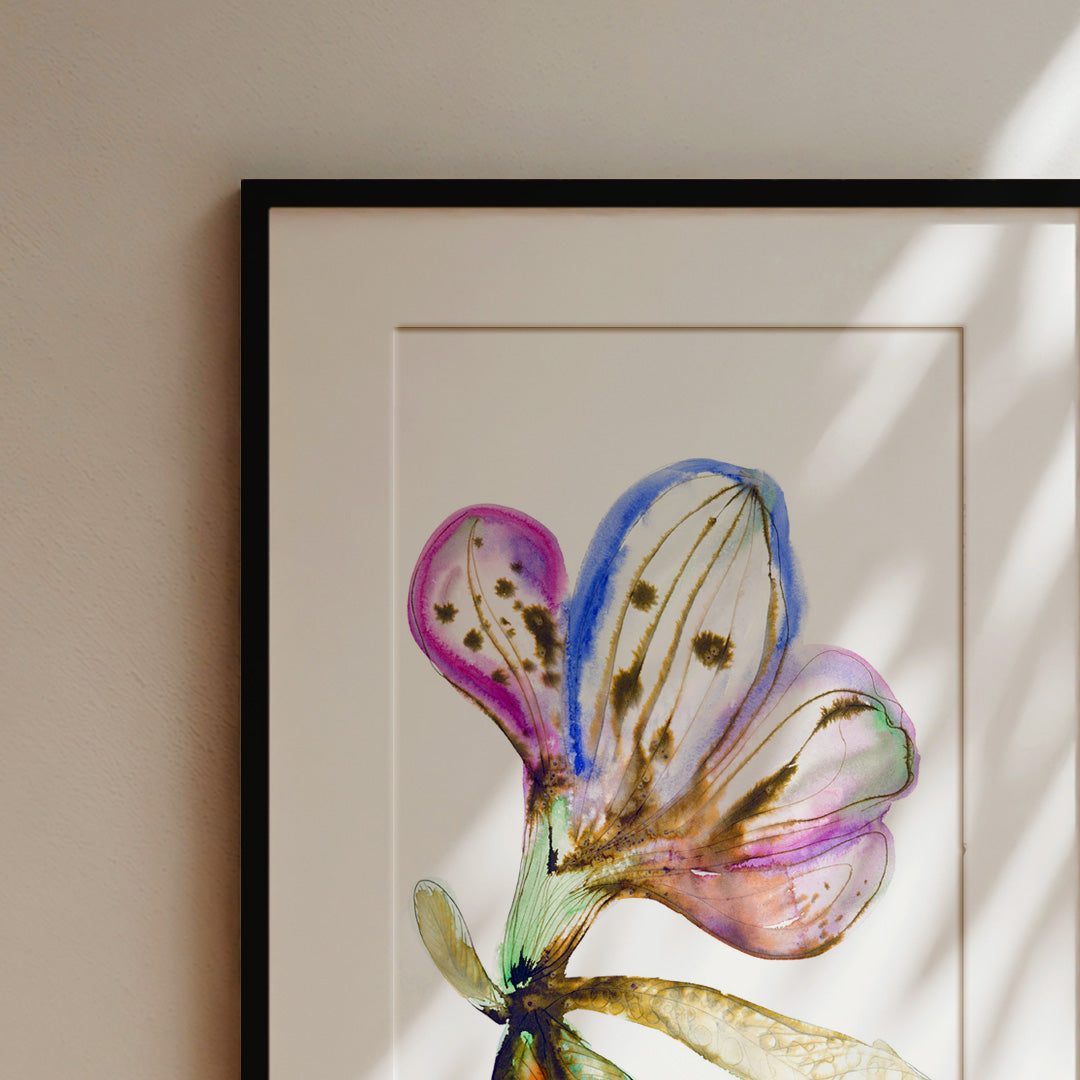 Purple Flower Ink & Watercolour Giclée Fine Art Print