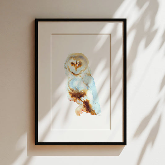 Barn Owl Ink & Watercolour Giclée Fine Art Print