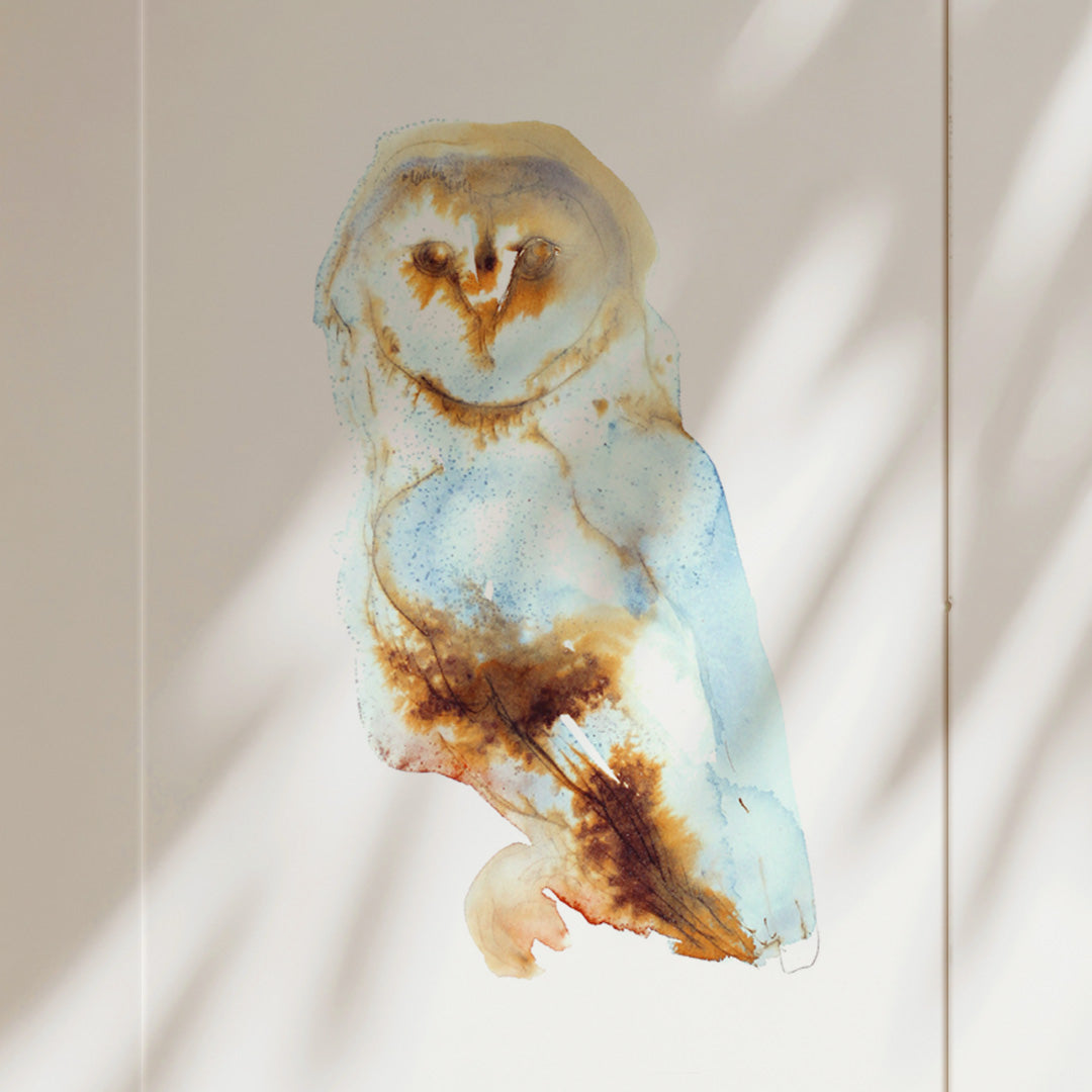 Barn Owl Ink & Watercolour Giclée Fine Art Print