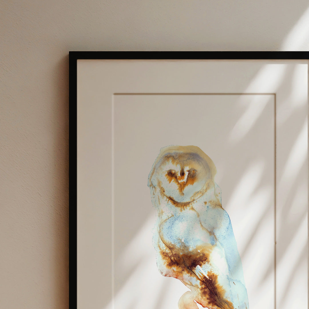 Barn Owl Ink & Watercolour Giclée Fine Art Print